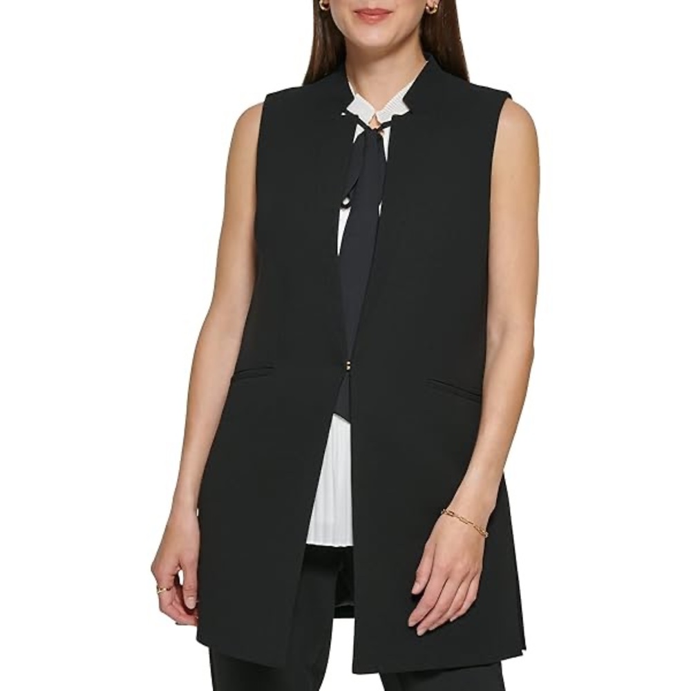 DKNY Black Sleeveless Blazer Vest